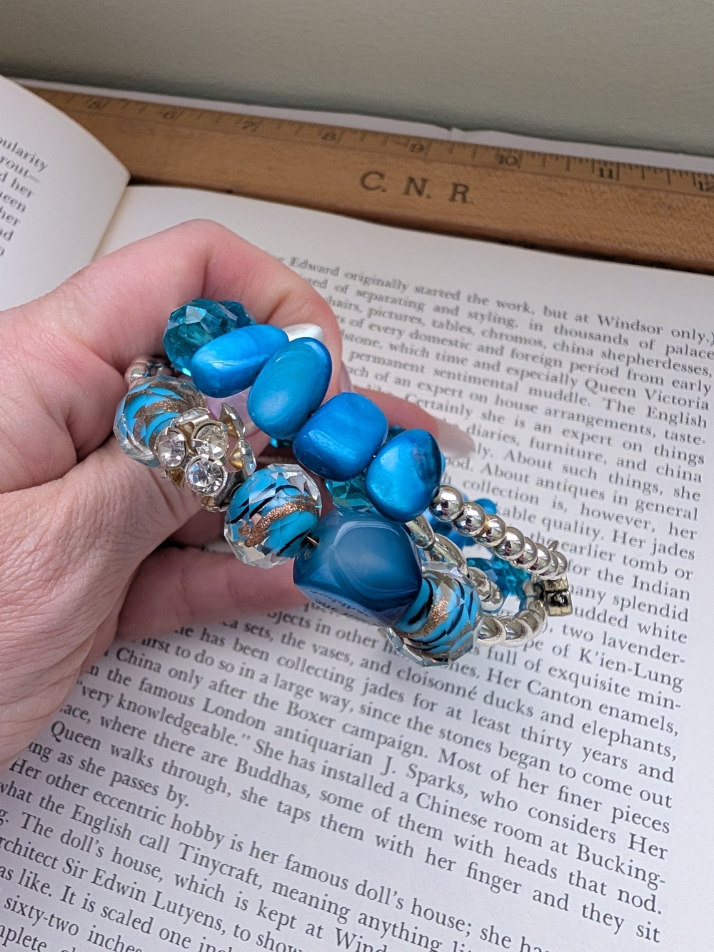Blue Multi-Strand Beaded Bracelet Stack - Picture 3 of 8